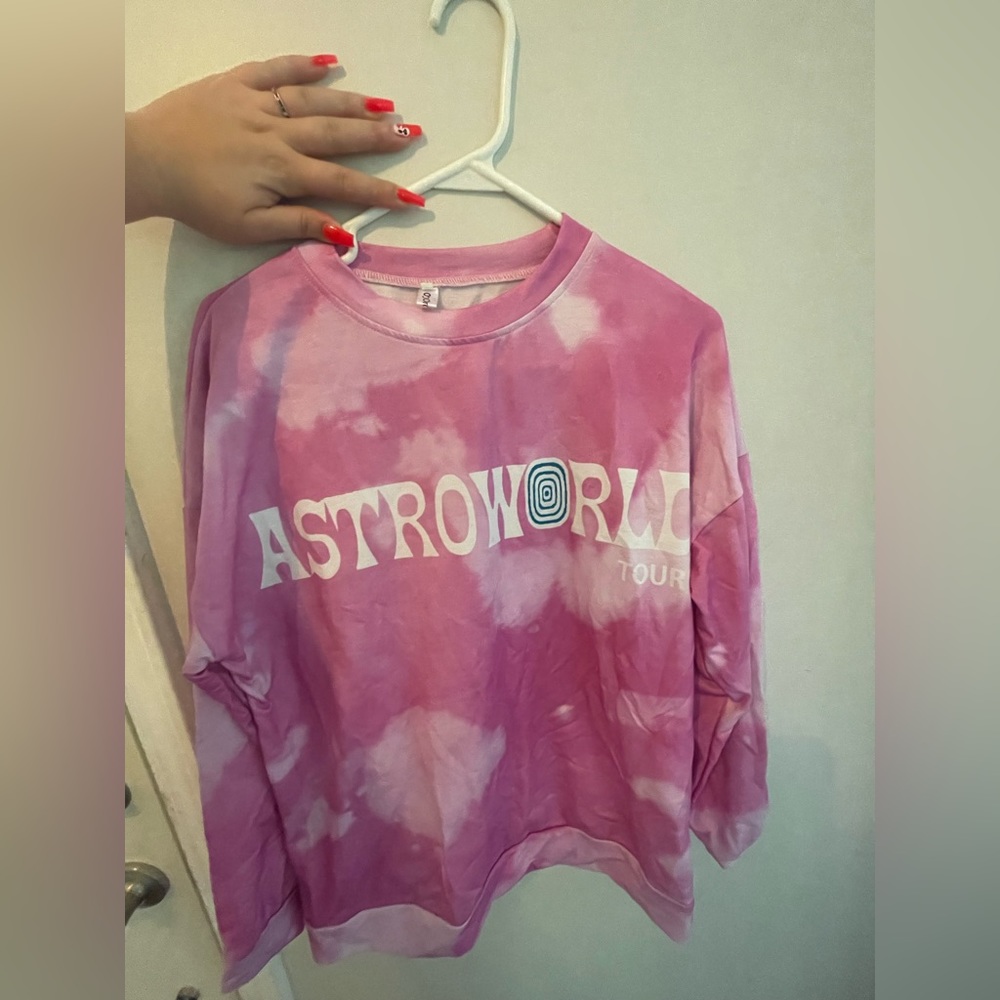 astroworld pink and white tie dye long sleeve size M
